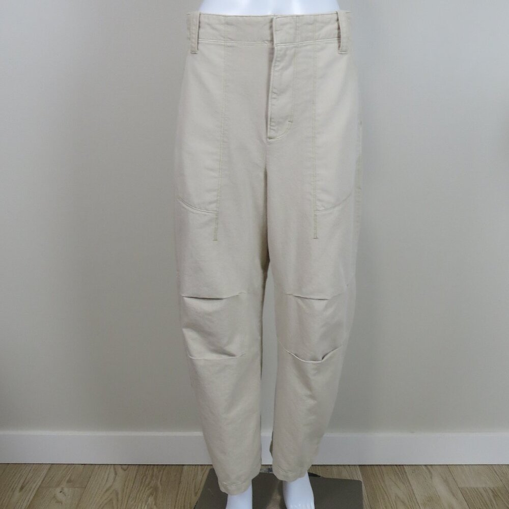 Free People Cotton Barrel Pants SIZE 10 (31" waist) Cream Beige